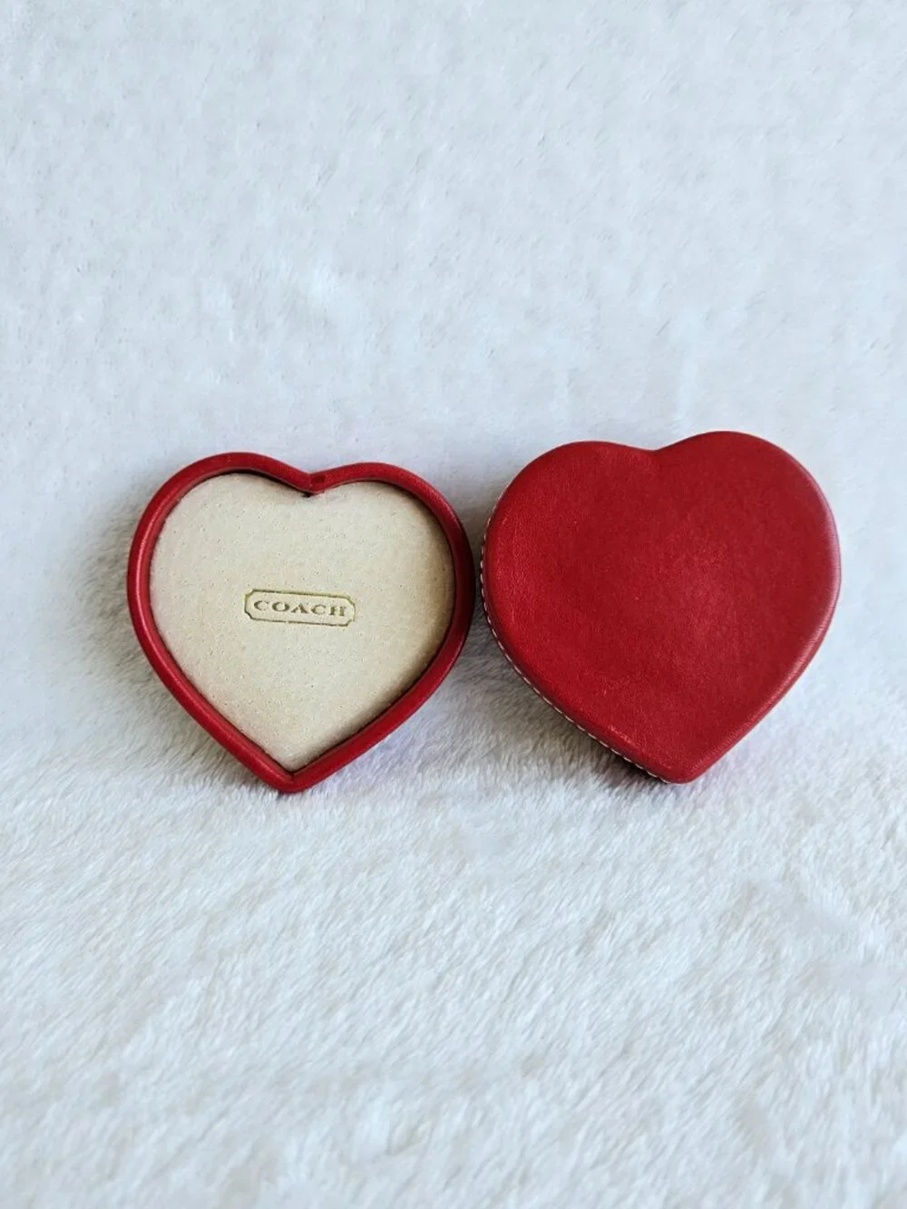 Mini Coach Y2K Red Leather Heart Jewelry Box Ring Necklace & Earring Storage